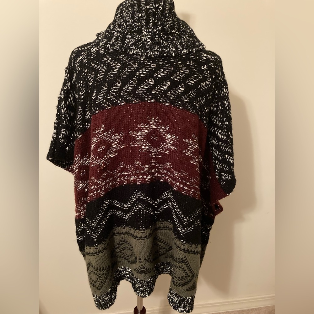 Cliche’ Couture- Mutil-colored Knit Poncho with Arm Holes. Size XL